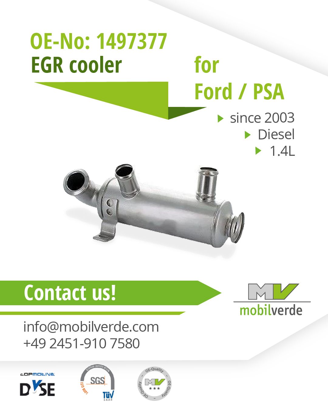mobilverde - EGR cooler // OE No.: 1497377
